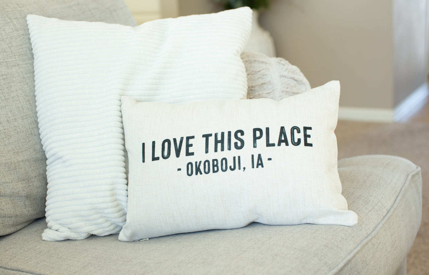 I Love This Place Okoboji Iowa Pillow