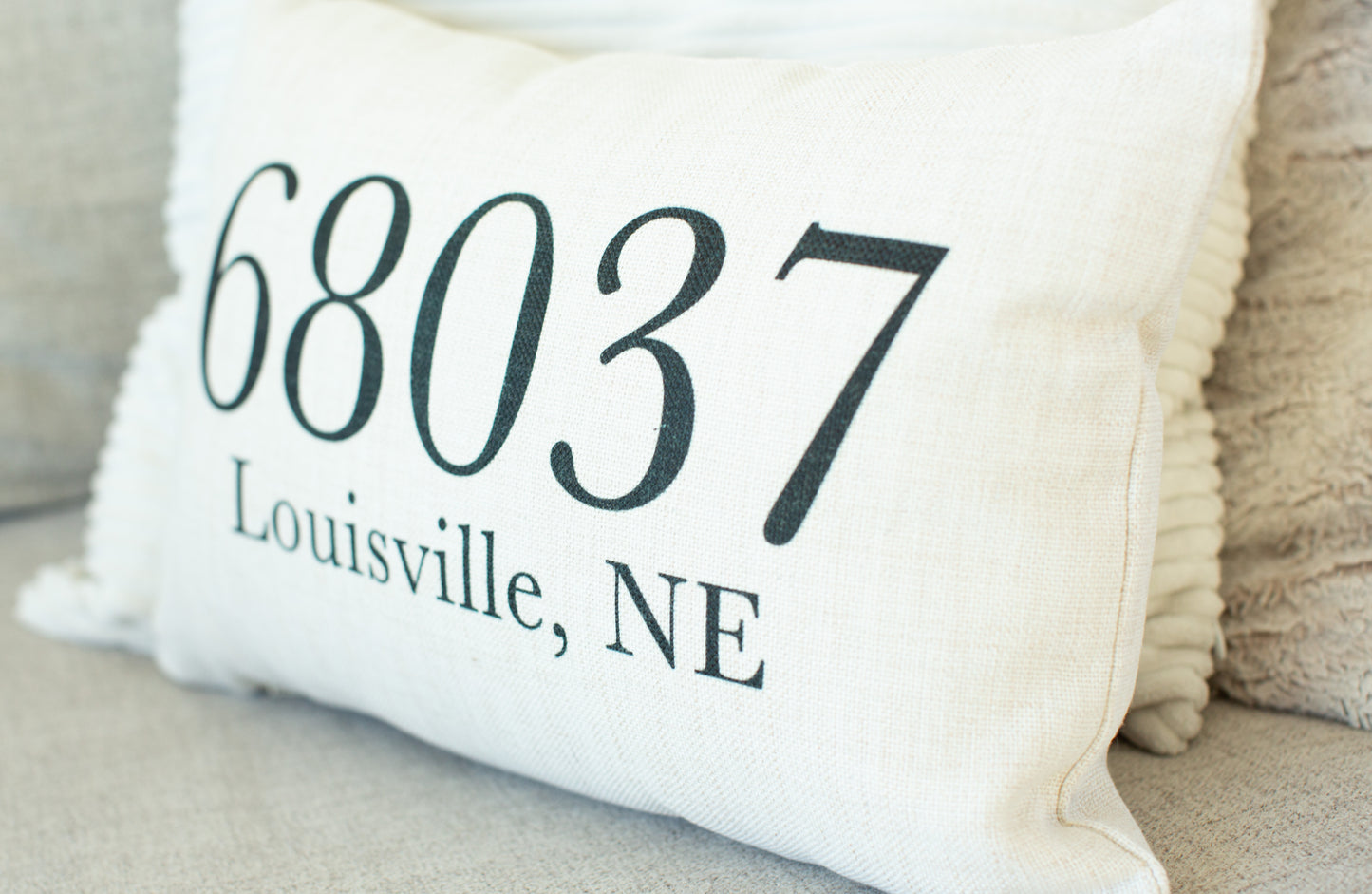 68037 Zip Code Linen Throw Pillow