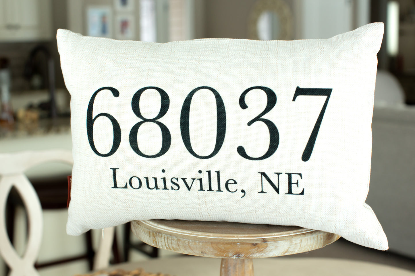 68037 Zip Code Linen Throw Pillow