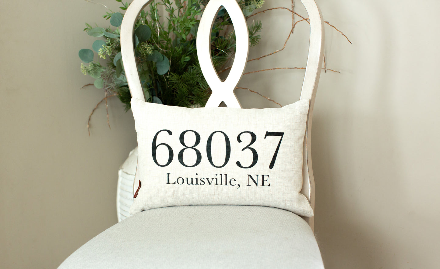 68037 Zip Code Linen Throw Pillow