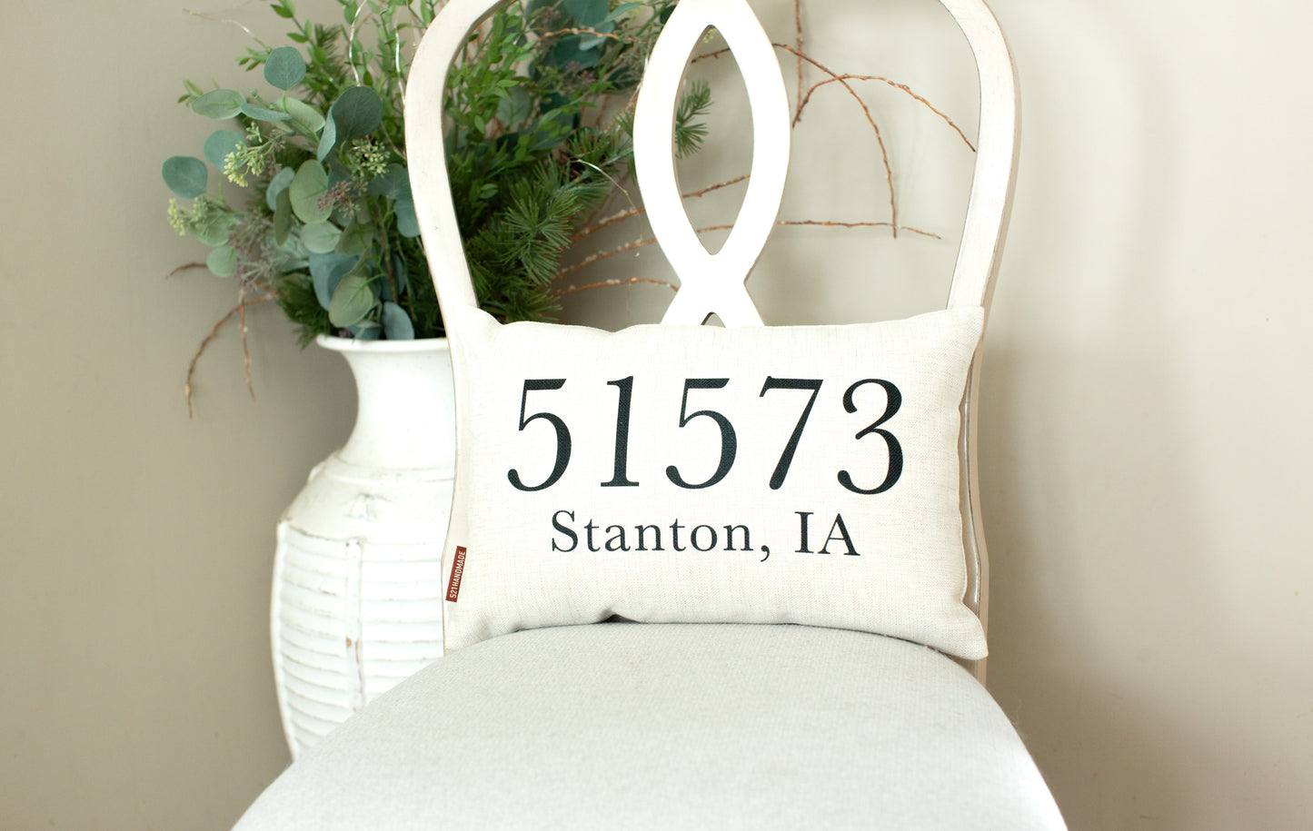 51573 Zip Code Linen Throw Pillow