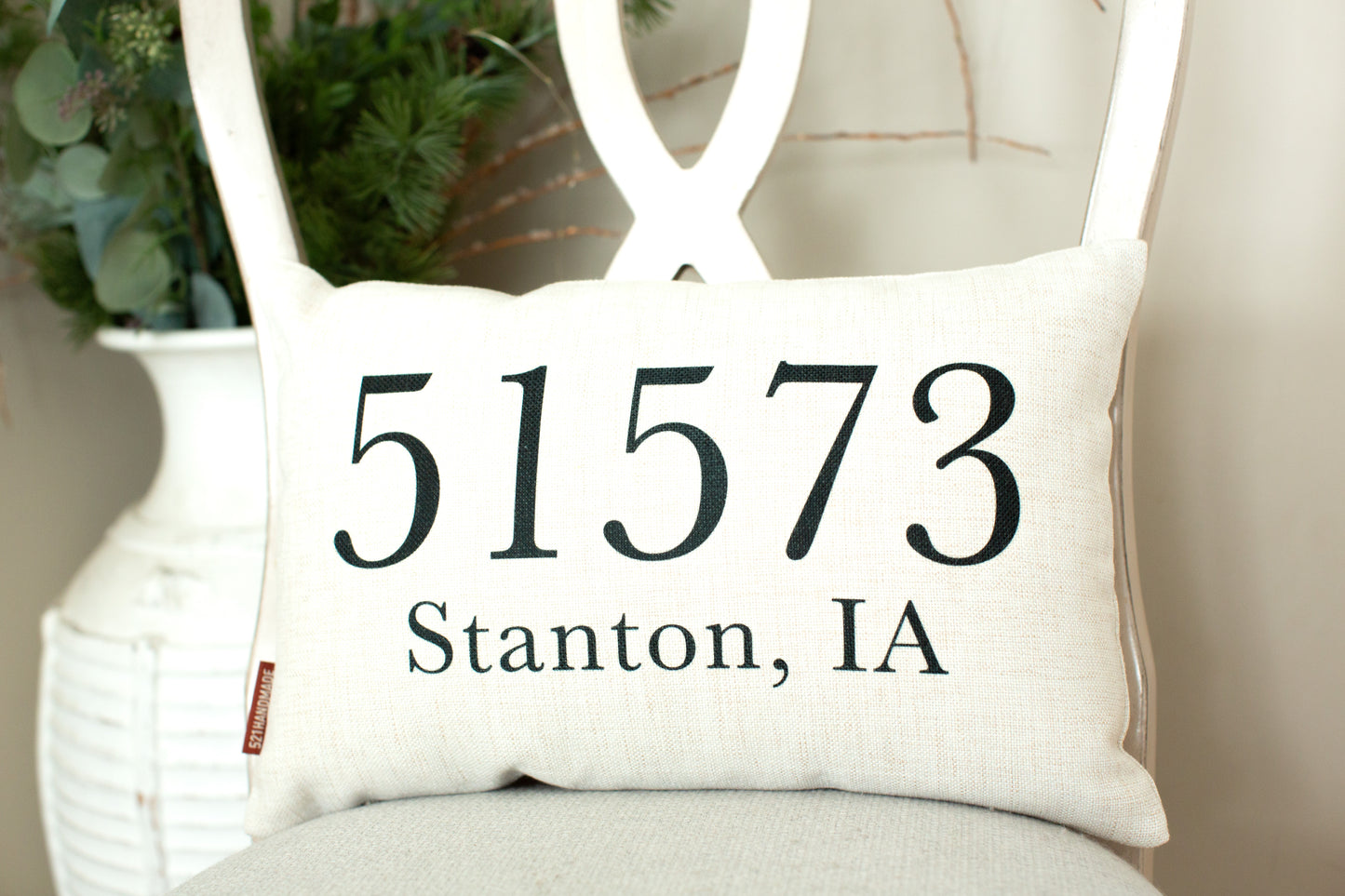 51573 Zip Code Linen Throw Pillow