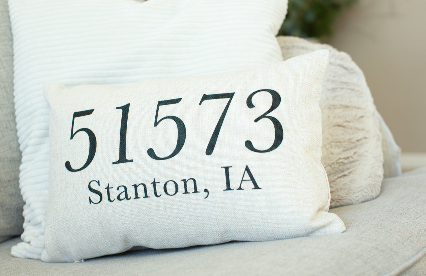 51573 Zip Code Linen Throw Pillow